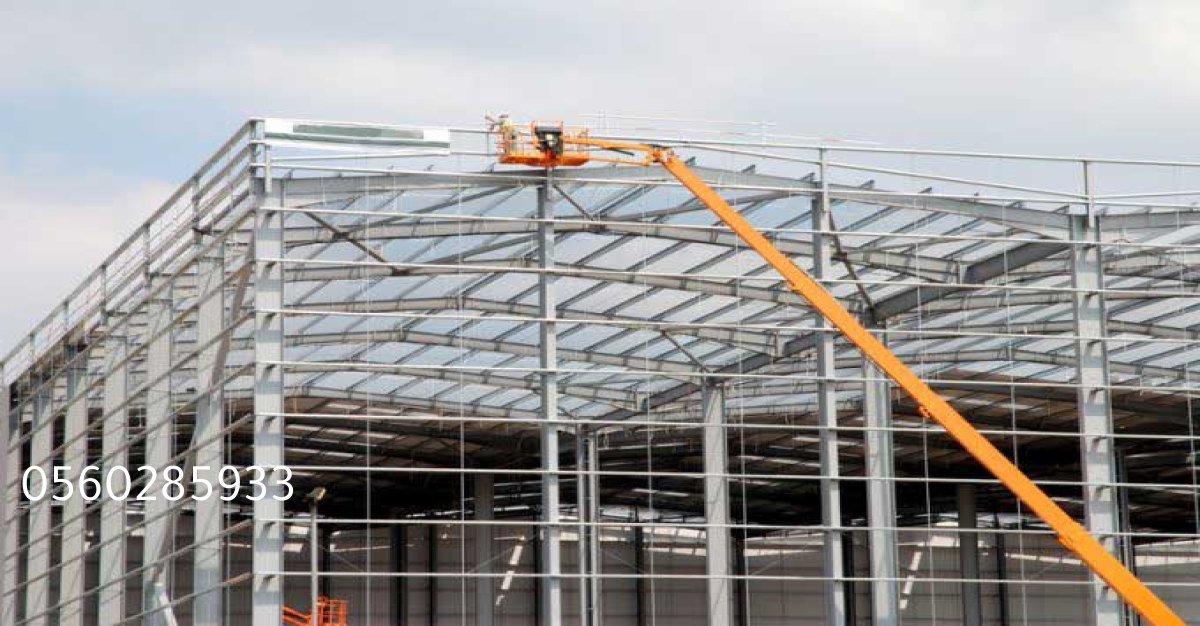 هنجر تخزين حديدي بأبعاد واسعة للاستخدام الصناعي